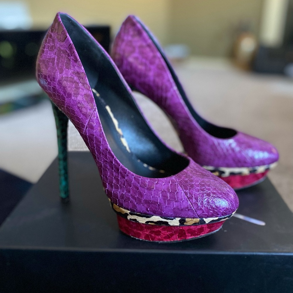 BRIAN ATWOOD / SNAKESKIN / MULTI-COLOR HEEL / SIZE 9